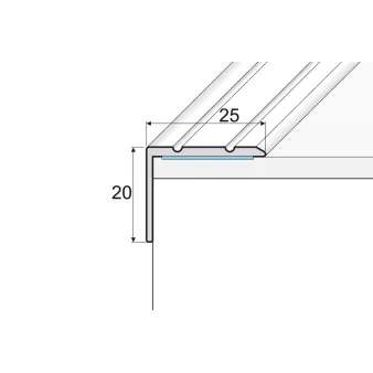 Kątownik 25 x 20 - Inox gładki - Samoprzylepne - Aluminium anodowane