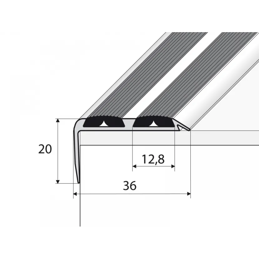 Kątownik z wkładką antypoślizgową - Inox gładki