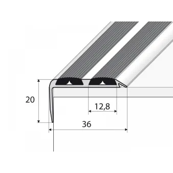 Kątownik z wkładką antypoślizgową - Anoda szampan - Aluminium anodowane