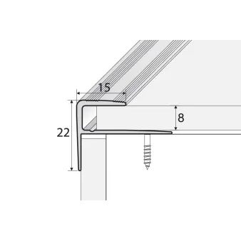 Listwa schodowa do paneli 8 mm - inox gładki - Aluminium anodowane