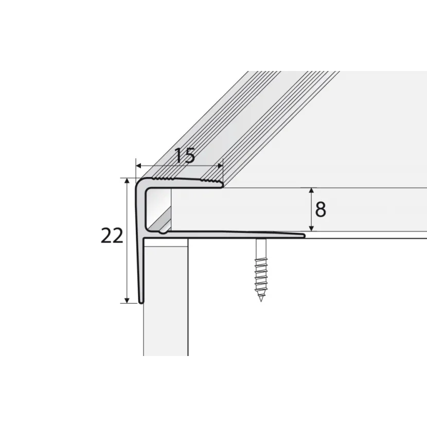 Listwa schodowa do paneli 8 mm - inox gładki