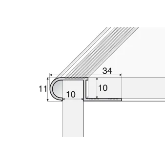 Listwa schodowa owalna - Anoda srebro - Aluminium anodowane