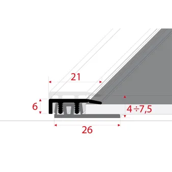 Listwa zakończeniowa z bazą - Anoda srebro - Aluminium anodowane