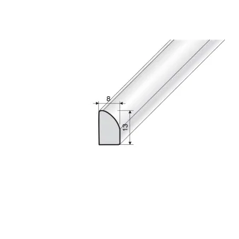 Ćwierćwałek 13 x 8 - Okleina biała - Tworzywo PVC