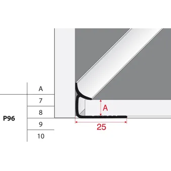Profil zakończeniowy wewnętrzny 9mm - Anoda czarna - Aluminium anodowane