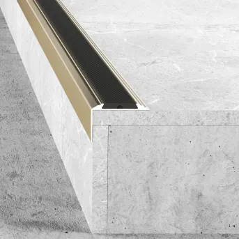 Kątownik z wkładką antypoślizgową - Anoda szampan - Samoprzylepne - Aluminium anodowane