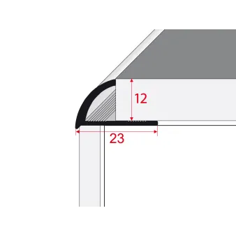 Listwa krawędziowa owalna 12 mm - Anoda szampan - Aluminium anodowane