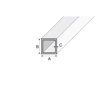 Rura kwadratowa 15 x 15 x 1 - Anoda czarna - Aluminium anodowane